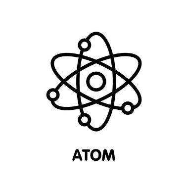 Beyaz arkaplan epinefrin üzerinde Atom ana hatları simgesi tasarımı çizimi. 10
