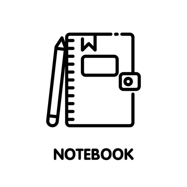 Cuaderno Lápiz Esquema Icono Estilo Diseño Ilustración Sobre Fondo Blanco — Archivo Imágenes Vectoriales