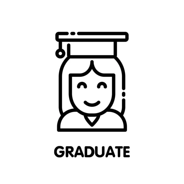 Woman Graduate Outline Icon Style Design Illustration White Background Eps — Stock Vector