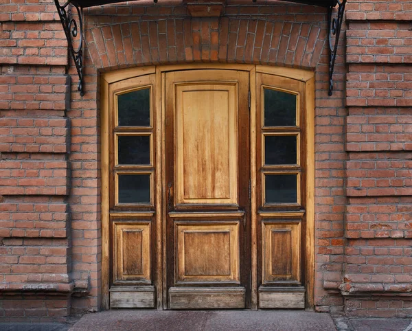 Wooden Door Forged Elements Stock Picture