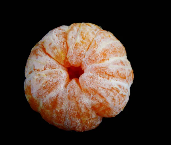 Čištěné Mandarinky Jsou Izolovány Černém Pozadí — Stock fotografie