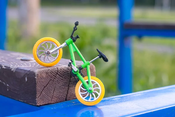 Sport Bike Copy Green Frame Yellow Wheels — Stock Photo, Image