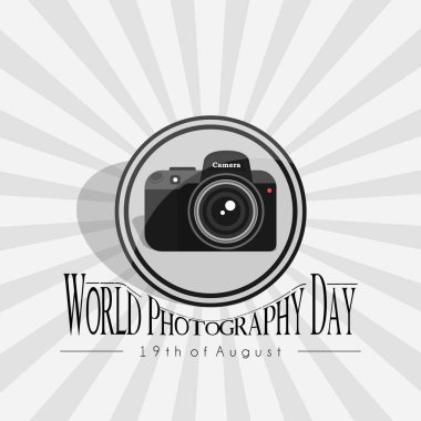 Kamera Fotoğraf Simgesi ile Dünya Fotoğrafçılık günü vektör tasarımı
