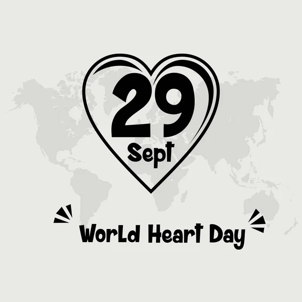 Desenho Vetorial Dia Mundial Coração Com Texto Setembro Coração —  Vetores de Stock