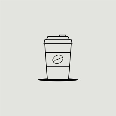 kafe Logo veya kafe şablonu için siyah çizgi Cup Vector Karikatür