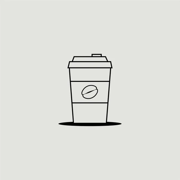 Schwarze Linie Tasse Vektor Cartoon Für Café Logo Oder Café — Stockvektor