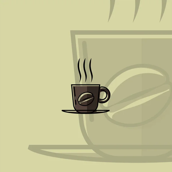 咖啡杯矢量卡通咖啡模板或咖啡馆标志与咖啡杯背景 — 图库矢量图片
