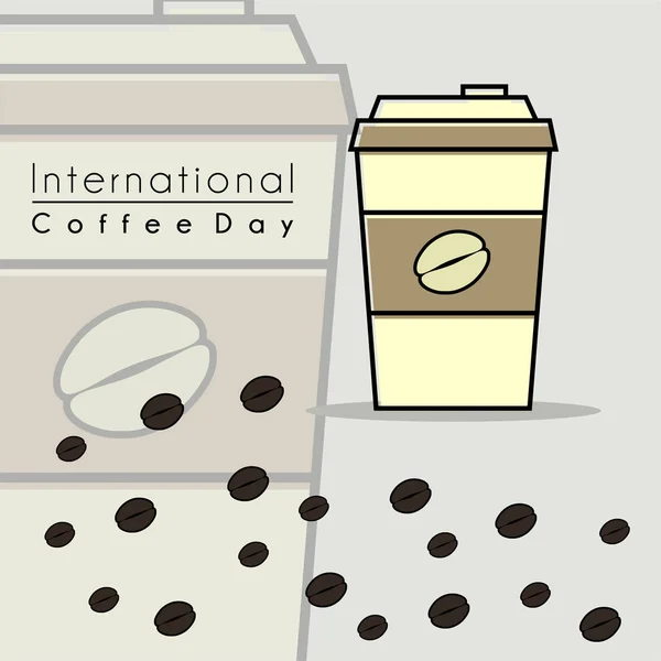 International Coffee Day Coffee Cup Vector Cartoon Coffee Cup Background — Stock Vector