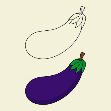 Patlıcan siyah çizgi tasarımı ile Patlıcan Vektör karikatür