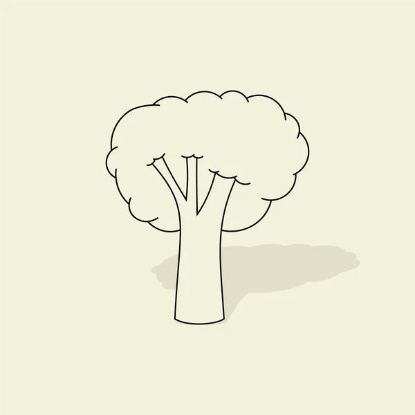 Brocoli Dessin Animé Vectoriel Avec Conception Concept Ligne Noire — Image vectorielle