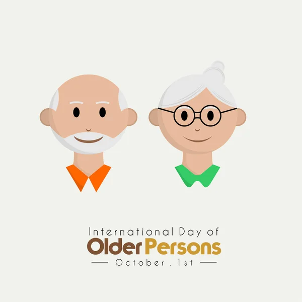 International Day Older Persons Grandpa Head Grandma Head Cartoon Vector — Stock Vector