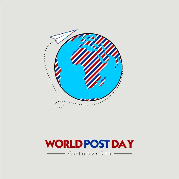 Día Mundial Del Post Con Papel Volador Mundo — Archivo Imágenes Vectoriales