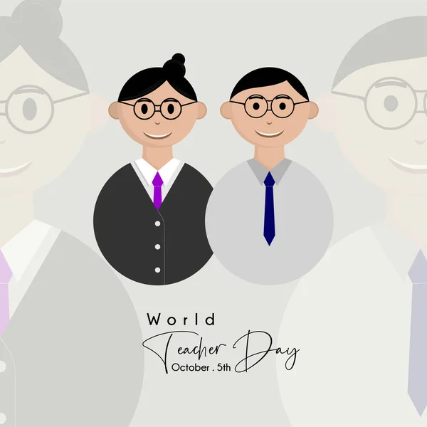 World Teacher Day with man and woman teacher icon