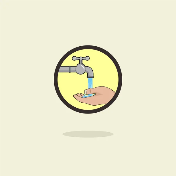 Icon Logo Right Handwashing Cartoon Vector Handwashing Water Faucet — Stock Vector