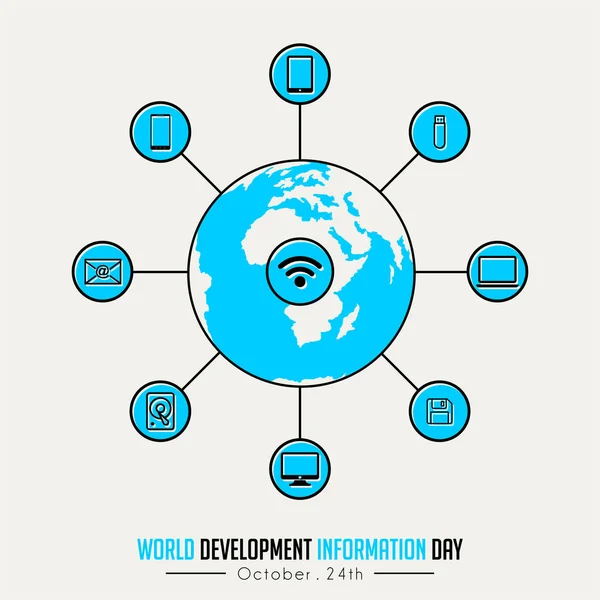 World Development Information Dag Den Oktober Med Globe Och Teknikinformation — Stock vektor