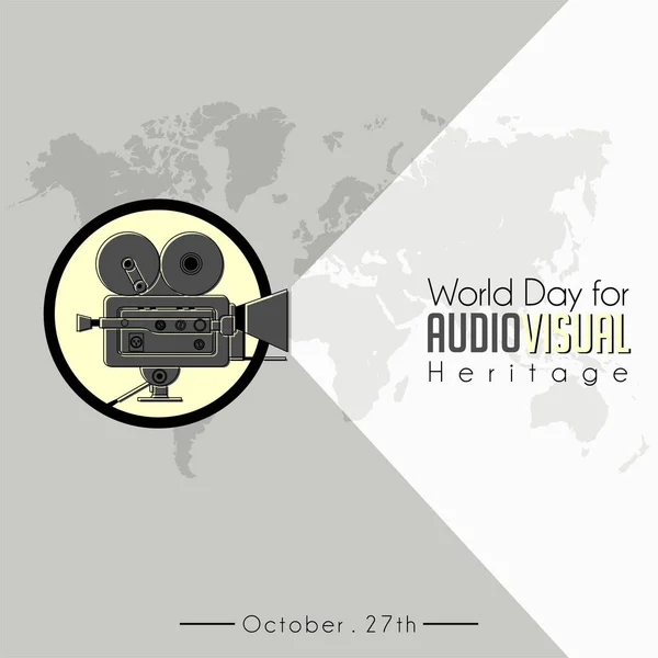 Día Mundial Herencia Audiovisual Con Videocámara Vintage Clásico Cámara Película — Vector de stock