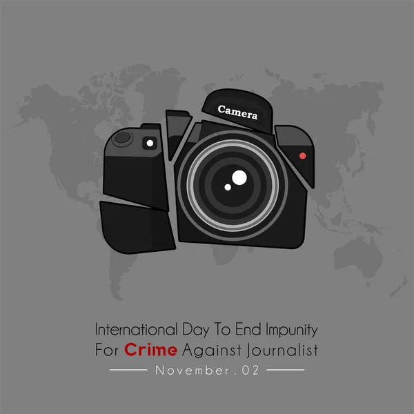 International Day End Impunity Crime Journalist Crash Jurnalist Camera Photo - Stok Vektor