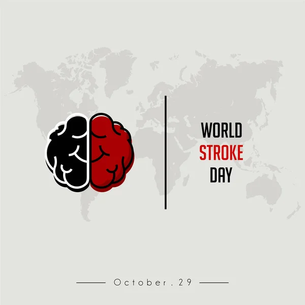 World Stroke Day Brain Side Black Other Side Red — Stock Vector