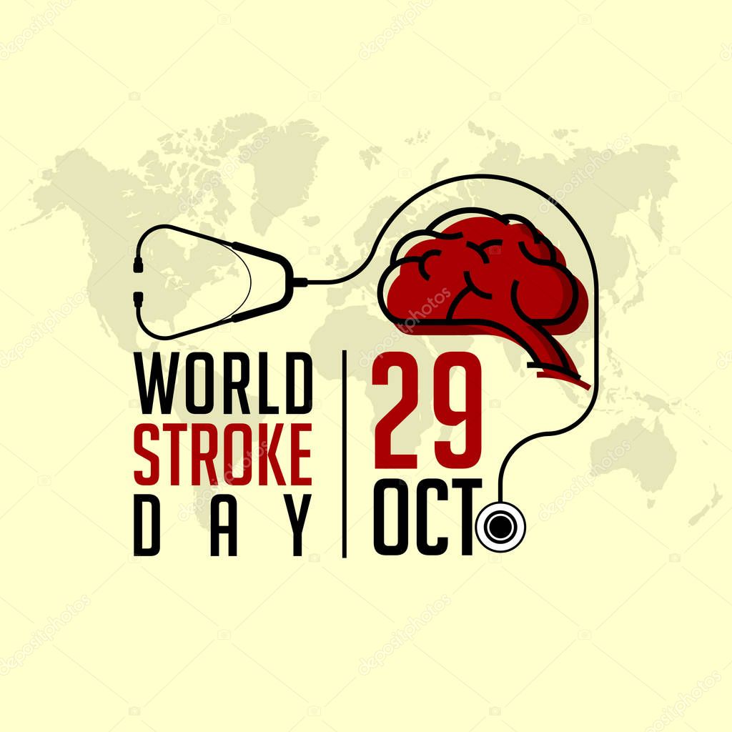 World Stroke Day on October 29, With Stethoscope and Brain vector design