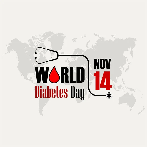 World Diabetes Day Typography Stethoscope Celebrate November 14Th — Stock Vector