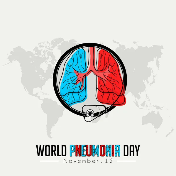 Día Mundial Neumonía Rojo Ble Pulmones Color Icono Dibujos Animados — Vector de stock