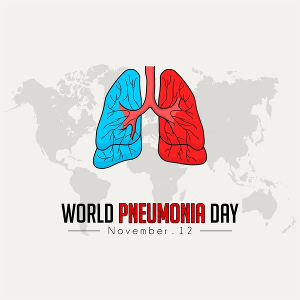 Día Mundial Neumonía Vector Dibujos Animados Color Rojo Ble Lungs — Vector de stock