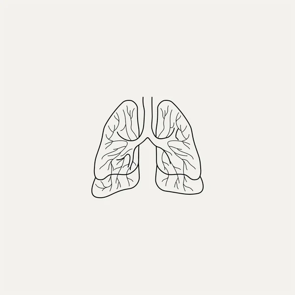 Outline Lineart Lungs Cartoon Vector Template — Stock Vector