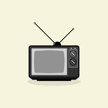 Antenli Vintage Retro Klasik Televizyon Vektör Karikatür