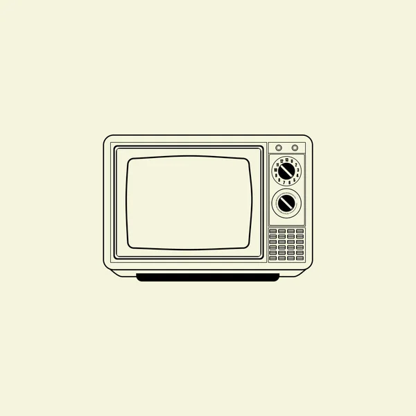 Outline Linea Art Stile Vintage Retro Classic Television Vector Cartoon — Vettoriale Stock