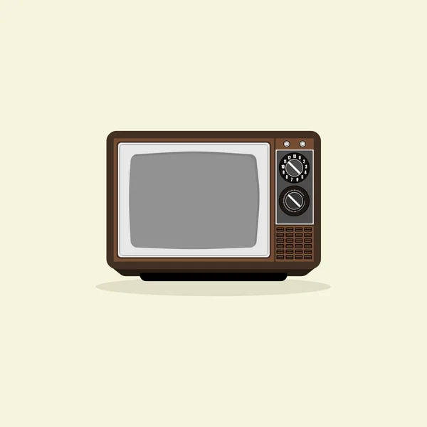 Vintage Retro Classic Barna Televízió Vector Rajzfilm — Stock Vector