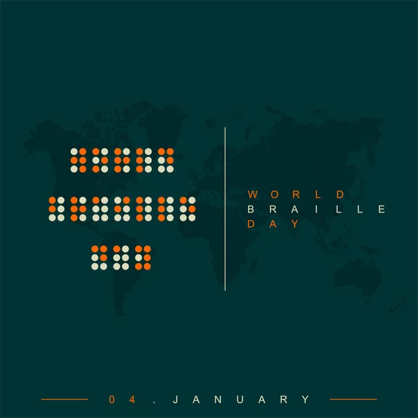 Värld Punktskrift Dag Januari Med Världen Braille Dag Alfabet Text — Stock vektor