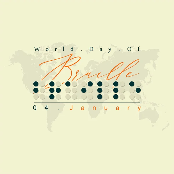 Typografie Voor Werelddag Van Braille Januari — Stockvector