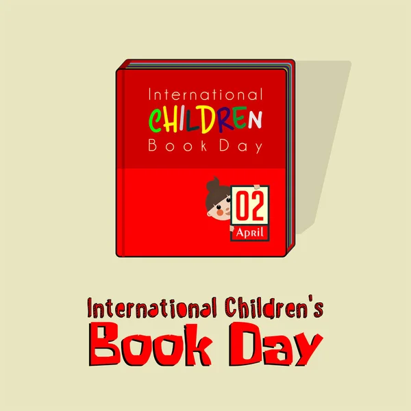 Dia Internacional Livro Chidren Com Livro Vermelho Design Desenho Animado —  Vetores de Stock