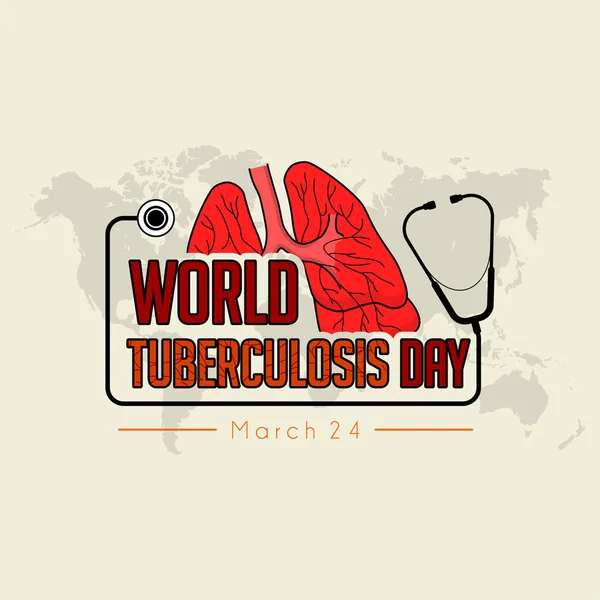 Tipografía Para Día Mundial Tuberculosis Con Dibujos Animados Vectoriales Pulmones — Vector de stock