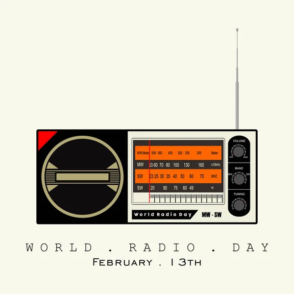 Día Mundial Radio Radio Retro Clásico Con Vector Dibujos Animados — Vector de stock