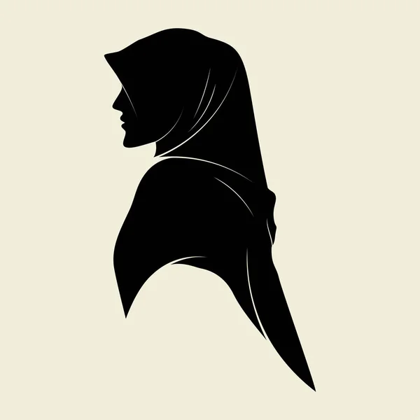 Büyük Müslüman tesettür kızı, kadınlar baş kapak vektör logosu tasarım şablonu