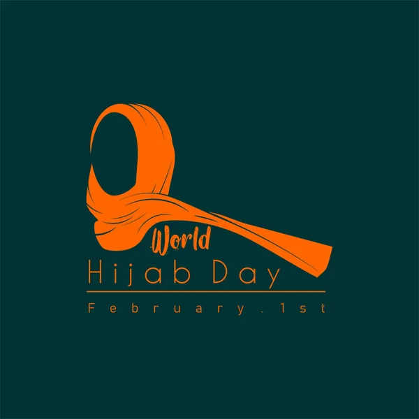 World Hijab Dag Hijab Flicka Kvinnor Huvud Täcka Vektor Logotyp — Stock vektor