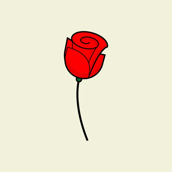 Red Rose Ícone Vetor Desenhos Animados —  Vetores de Stock