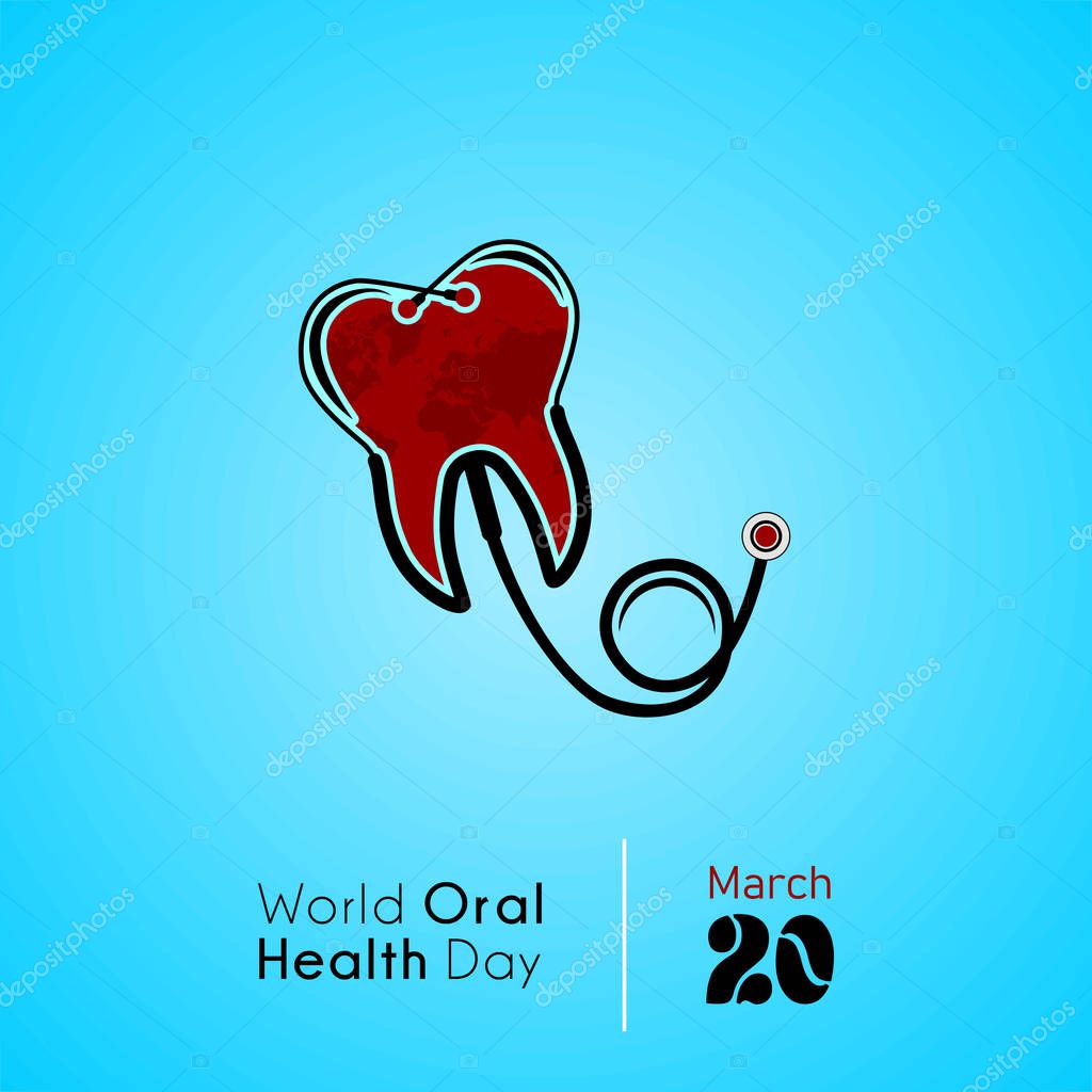 World Oral Health Day with stethoscope that forms teeth and world map in the teeth