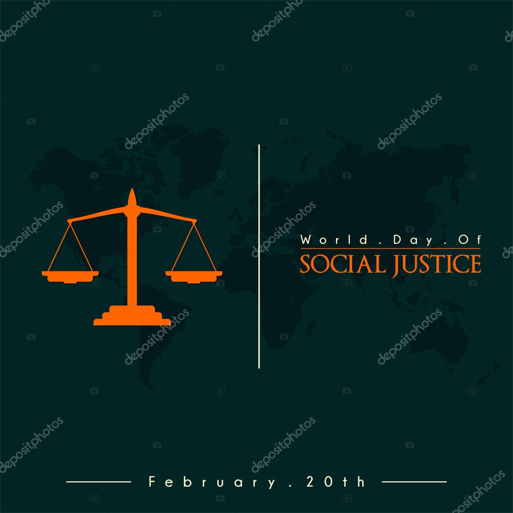Día Mundial de la Justicia Social con escala y mapa del mundo verde ...
