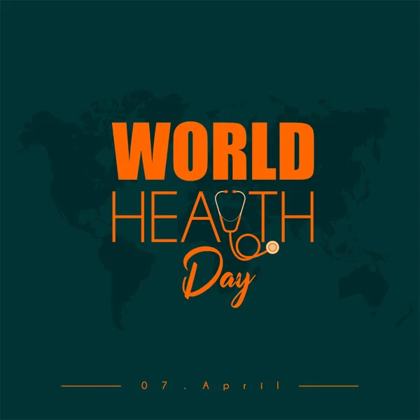 Τυπογραφία Για Την Παγκόσμια Ημέρα Υγείας Stethoscope Διανυσματικό Σχεδιασμό — Διανυσματικό Αρχείο