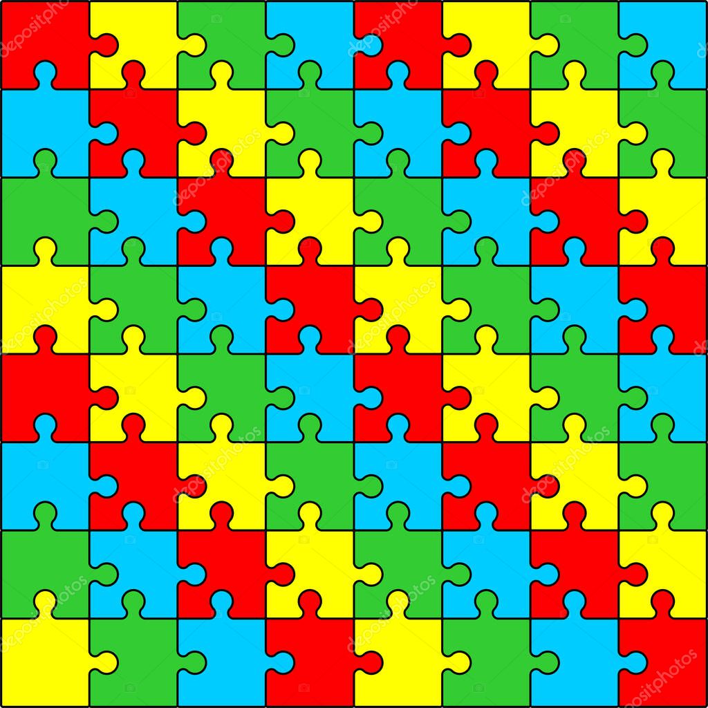 Colored (red, yellow, green, blue) puzzle pattern design
