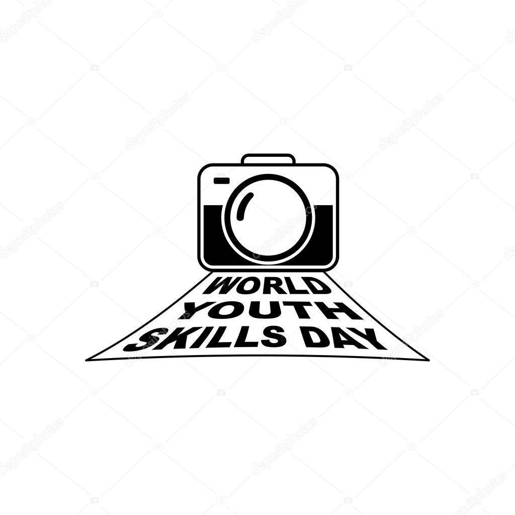 World Youth Skills Day vector illustration with camera design. good template for youth and photography design.
