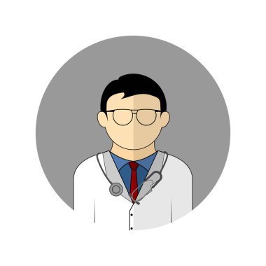 Doktor Avatar ikonunun vektör çizimi. Tıbbi tasarım için mükemmel bir şablon.