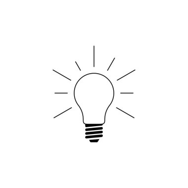 Ana hatlı ampul simgesi. Elektrik tasarımı için iyi bir şablon. Zeka tasarımı için de mükemmel bir şablon.