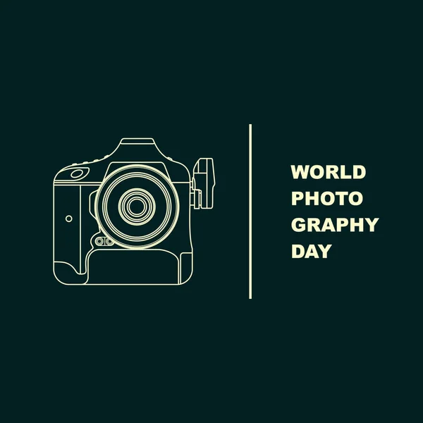 World Photography Day Outline Camera Vector Illustration 디자인에 — 스톡 벡터