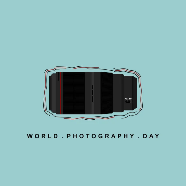 Всесвітній День Фотографії Єктивом Фотоапарата Векторні Ілюстрації Хороший Шаблон Дизайну — стоковий вектор