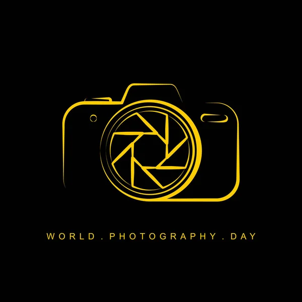 Лінійне Мистецтво Векторної Ілюстрації Камери Дизайну Всесвітнього Дня Фотографії Також — стоковий вектор