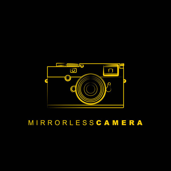 Линейное искусство векторной иллюстрации Mirror less Camera. Идеальный шаблон для дизайна фотографии