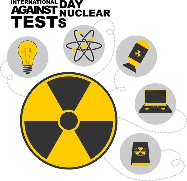 国际禁止核试验日与科学和核技术图标设计 — 图库矢量图片